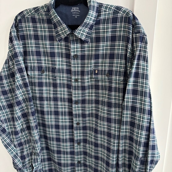 IZOD Saltwater Men's Relaxed Classics Long Sleeve Plaid Button Down XL - Picture 2 of 8